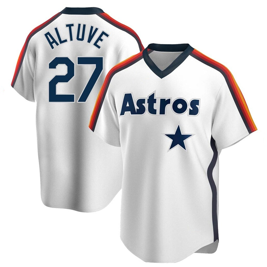 MATTH H.Astros #27 Jose Altuve Player White Cooperstown Collection T-shirt Stitched Jerseys