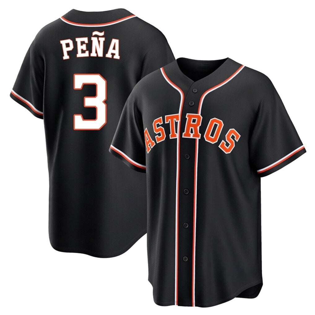 MATTH H.Astros #3 Jeremy Pe?a Player Black Fashion Out Home Game Stitched Jerseys