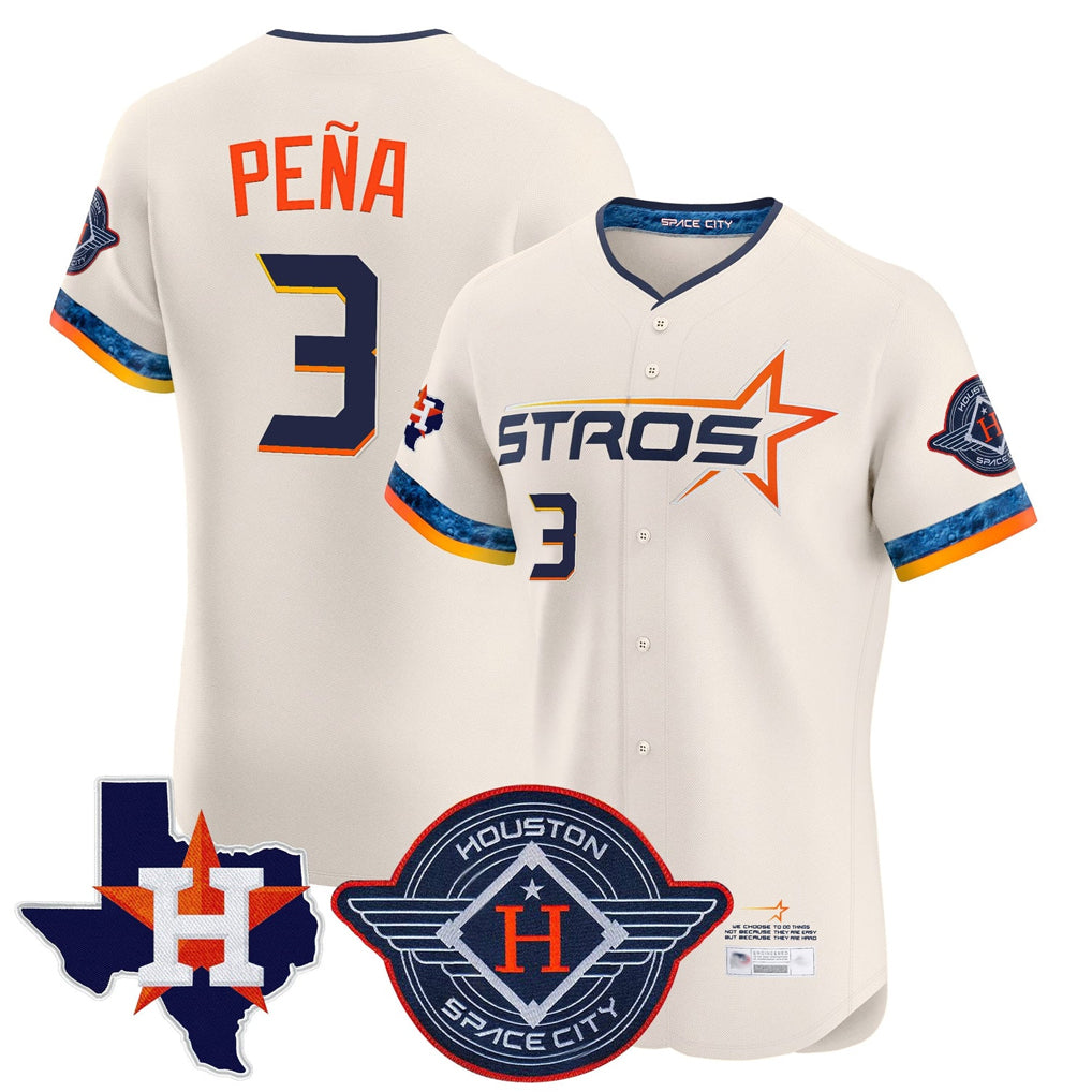 MATTH H.Astros #3 Jeremy Pe?a Player Cream City Connect Texas Patch Vapor Premier Limited Elite Home Stitched Jerseys