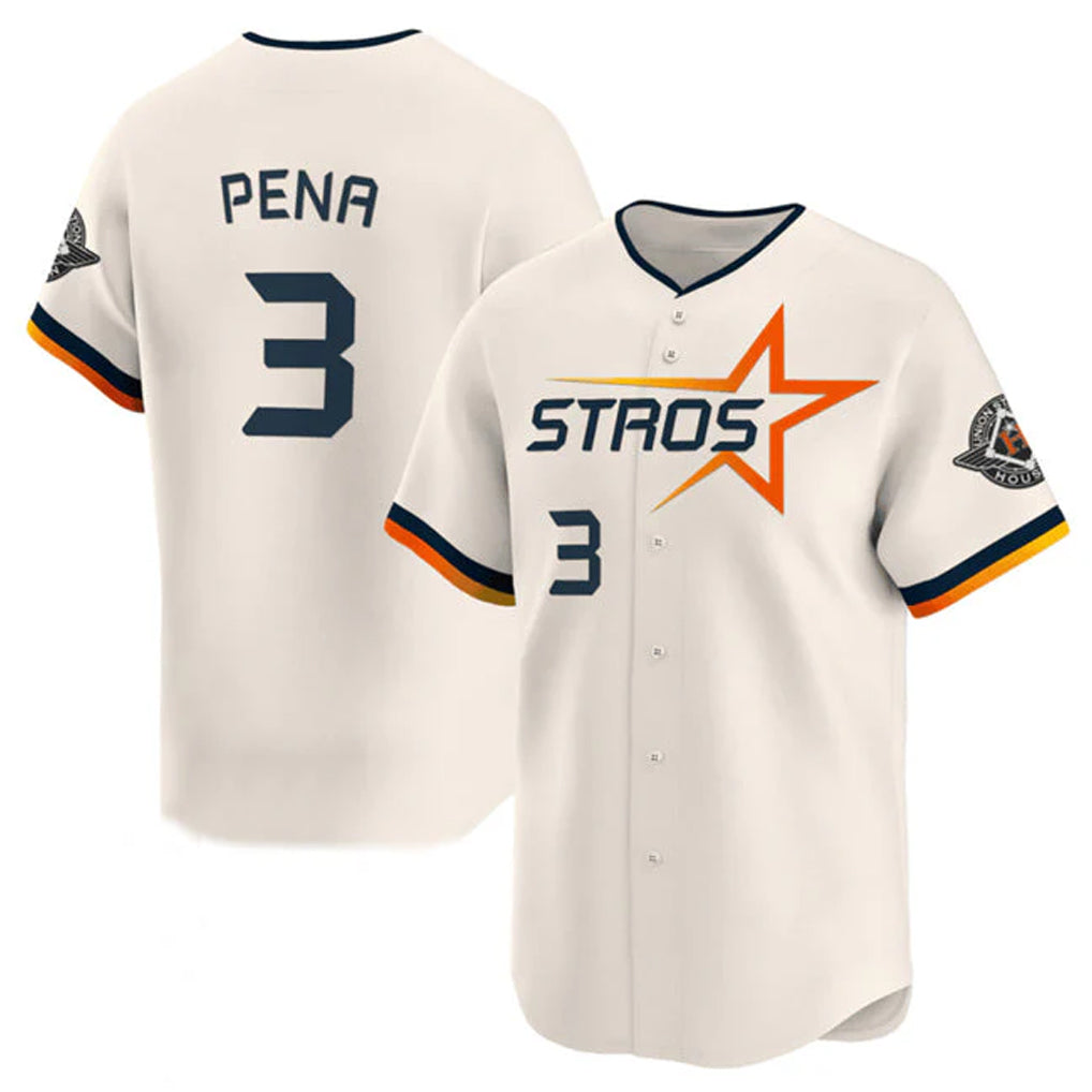 MATTH H.Astros #3 Jeremy Pe?a Player Cream Limited Home Stitched Jerseys