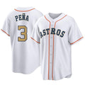 MATTH H.Astros #3 Jeremy Pe?a Player Gold Collection Game Home Stitched Jerseys