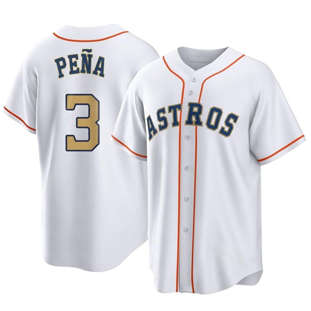 MATTH H.Astros #3 Jeremy Pe?a Player Gold Collection Game Home Stitched Jerseys