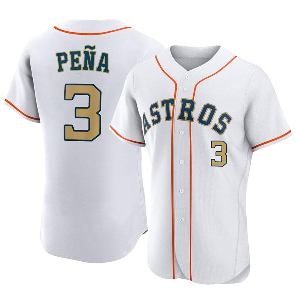 MATTH H.Astros #3 Jeremy Pe?a Player Gold Collection Limited Elite Home Stitched Jerseys