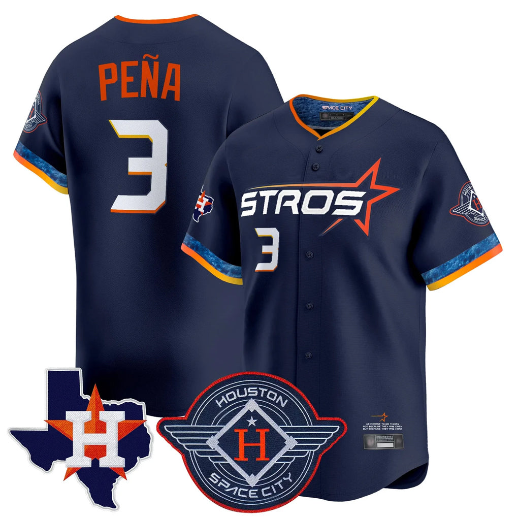 MATTH H.Astros #3 Jeremy Pe?a Player Navy City Connect Texas Patch Vapor Premier Limited Home Stitched Jerseys