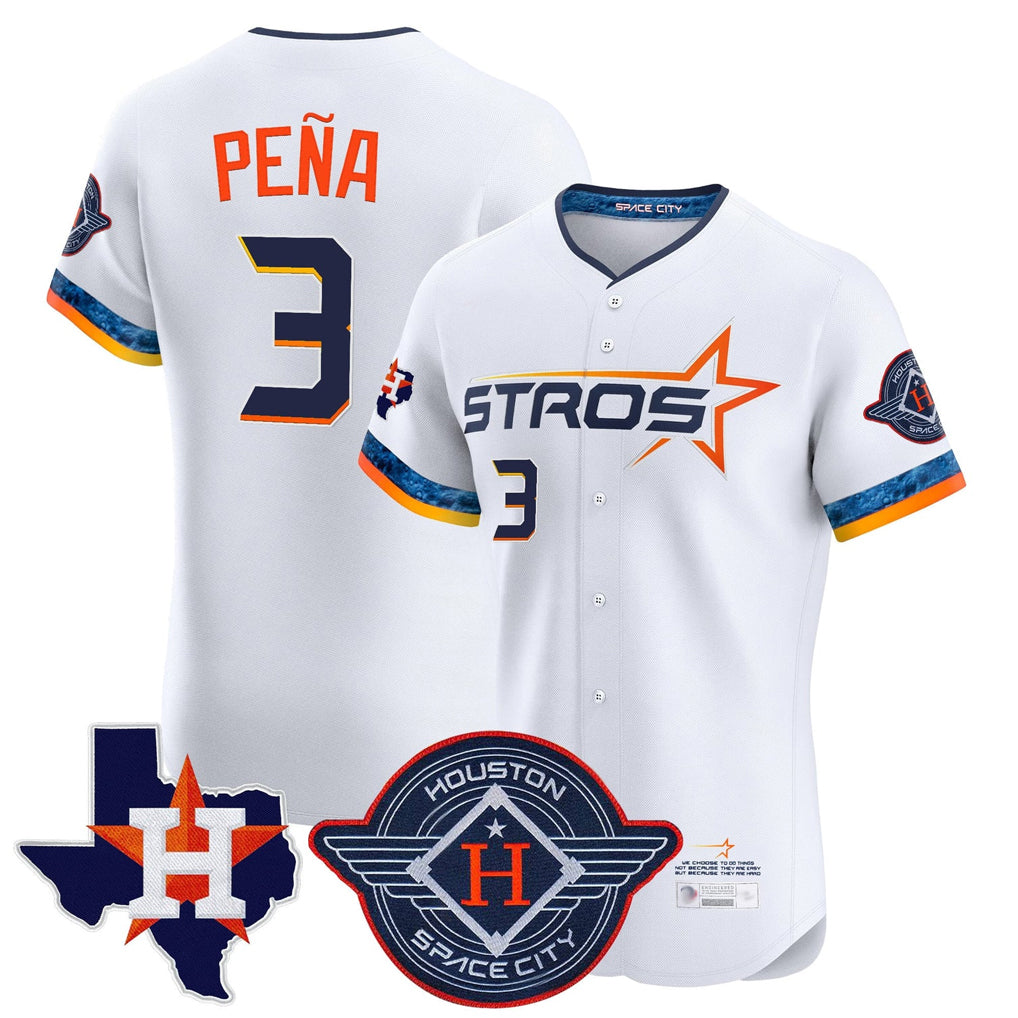 MATTH H.Astros #3 Jeremy Pe?a Player White City Connect Texas Patch Vapor Premier Limited Elite Home Stitched Jerseys