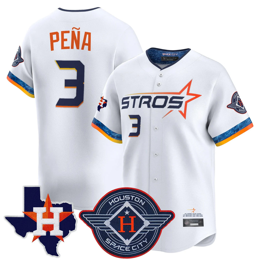 MATTH H.Astros #3 Jeremy Pe?a Player White City Connect Texas Patch Vapor Premier Limited Home Stitched Jerseys