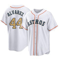 MATTH H.Astros #44 Yordan Alvarez Player Gold Collection Game Home Stitched Jerseys