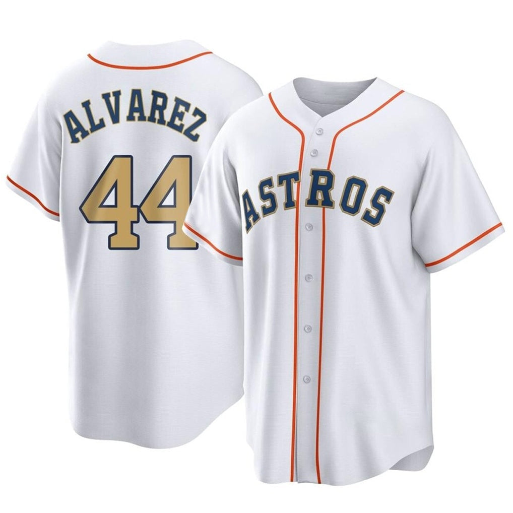 MATTH H.Astros #44 Yordan Alvarez Player Gold Collection Game Home Stitched Jerseys
