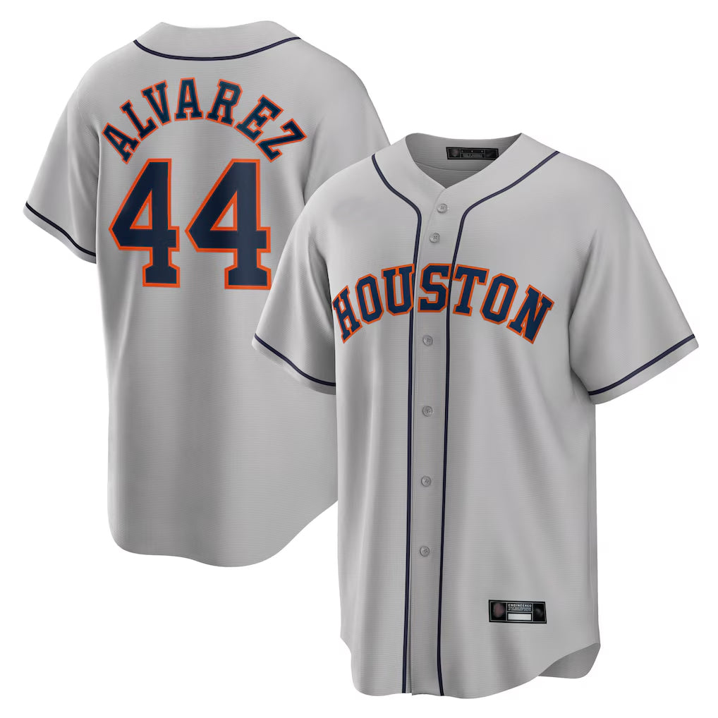 MATTH H.Astros #44 Yordan Alvarez Player Gray Home Game Stitched Jerseys