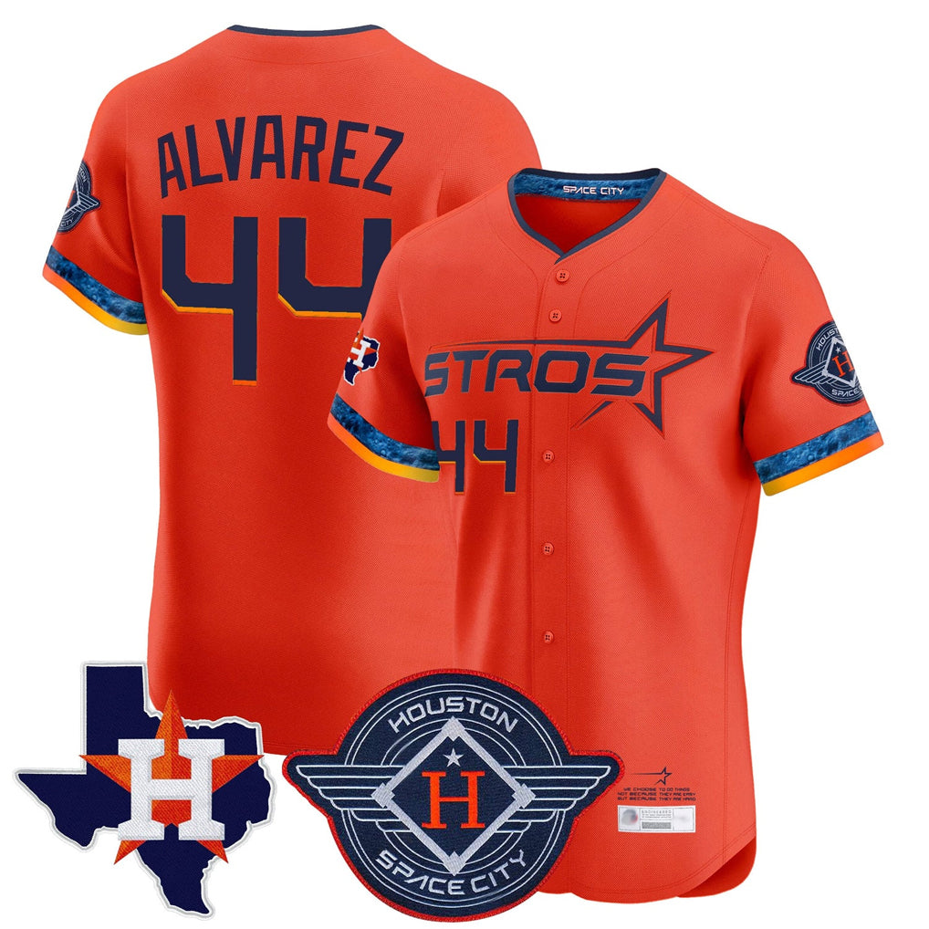 MATTH H.Astros #44 Yordan Alvarez Player Orange City Connect Texas Patch Vapor Premier Limited Elite Home Stitched Jerseys