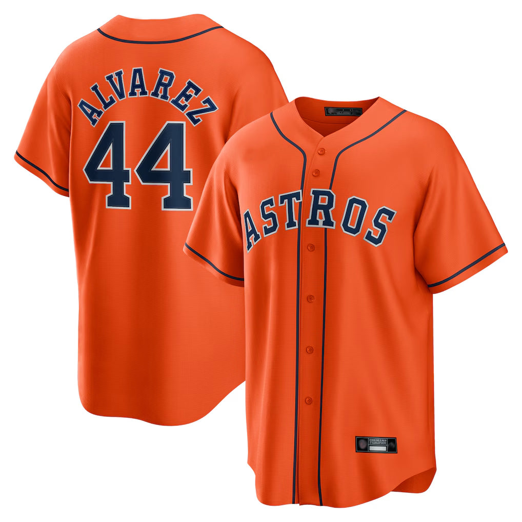 MATTH H.Astros #44 Yordan Alvarez Player Orange Home Game Stitched Jerseys