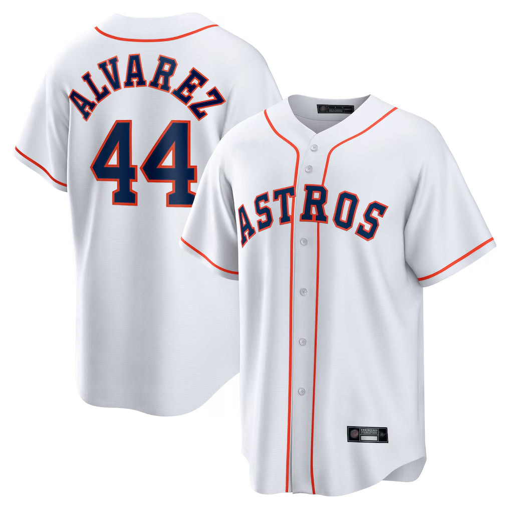 MATTH H.Astros #44 Yordan Alvarez Player White Home Game Stitched Jerseys