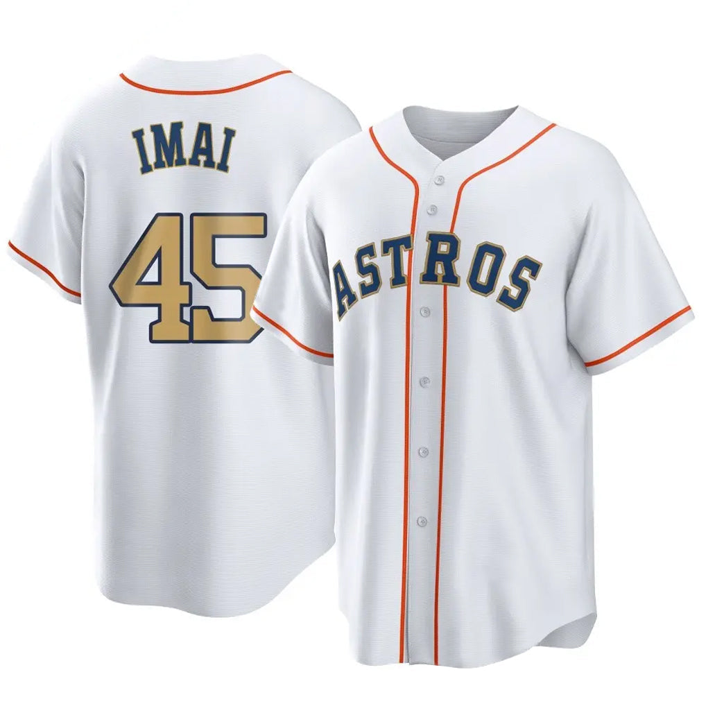 MATTH H.Astros #45 Tatsuya Imai Player Gold Collection Game Home Stitched Jerseys