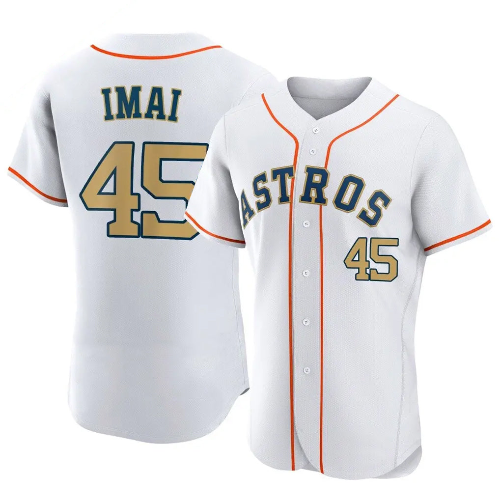 MATTH H.Astros #45 Tatsuya Imai Player Gold Collection Limited Elite Home Stitched Jerseys