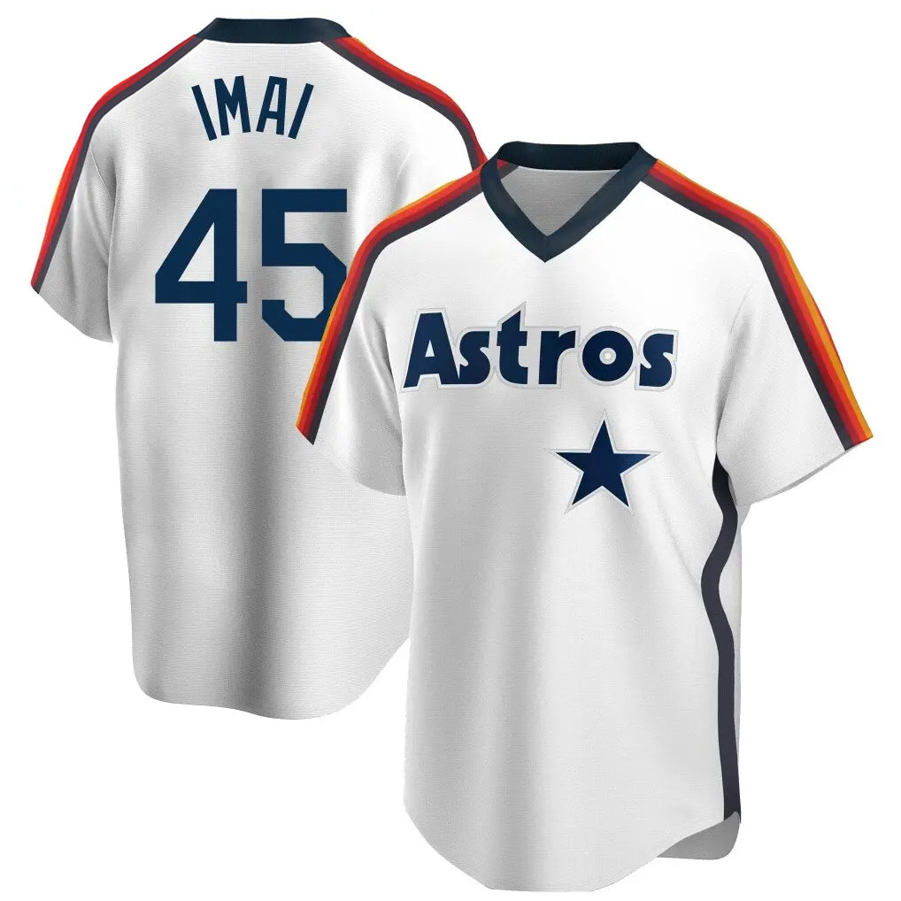 MATTH H.Astros #45 Tatsuya Imai Player White Cooperstown Collection T-shirt Stitched Jerseys
