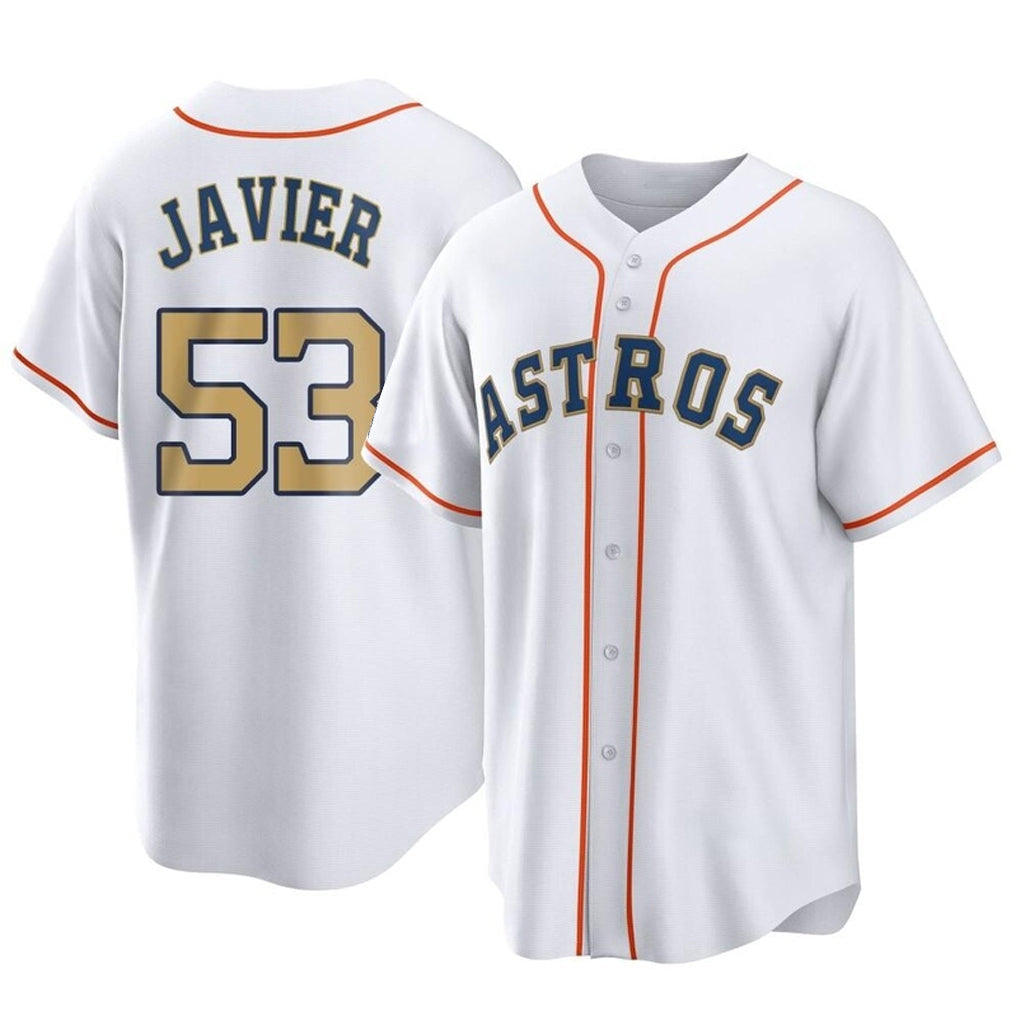 MATTH H.Astros #53 Cristian Javier Player Gold Collection Game Home Stitched Jerseys