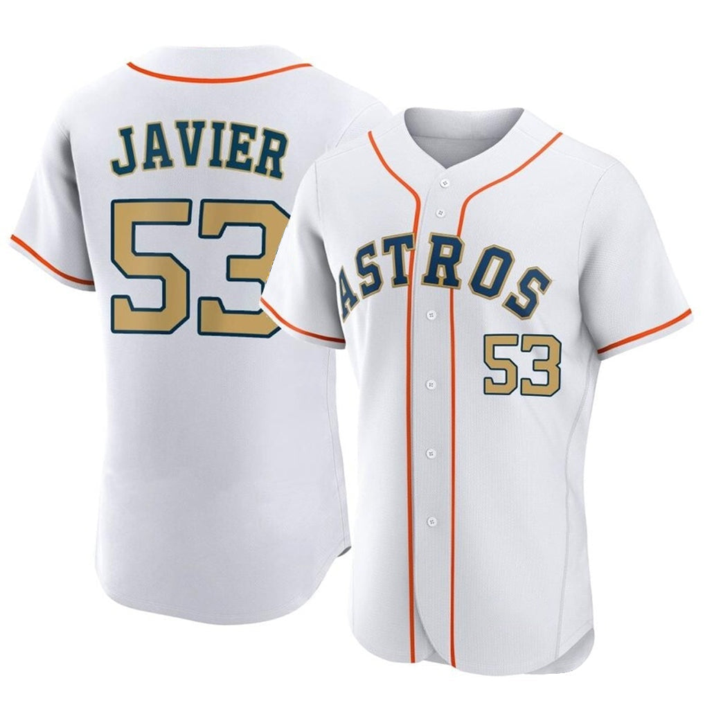 MATTH H.Astros #53 Cristian Javier Player Gold Collection Limited Elite Home Stitched Jerseys