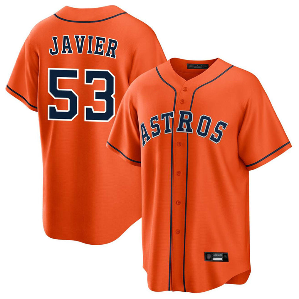 MATTH H.Astros #53 Cristian Javier Player Orange Home Game Stitched Jerseys
