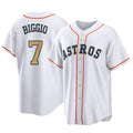 MATTH H.Astros #7 Craig Biggio Player Gold Collection Game Home Stitched Jerseys