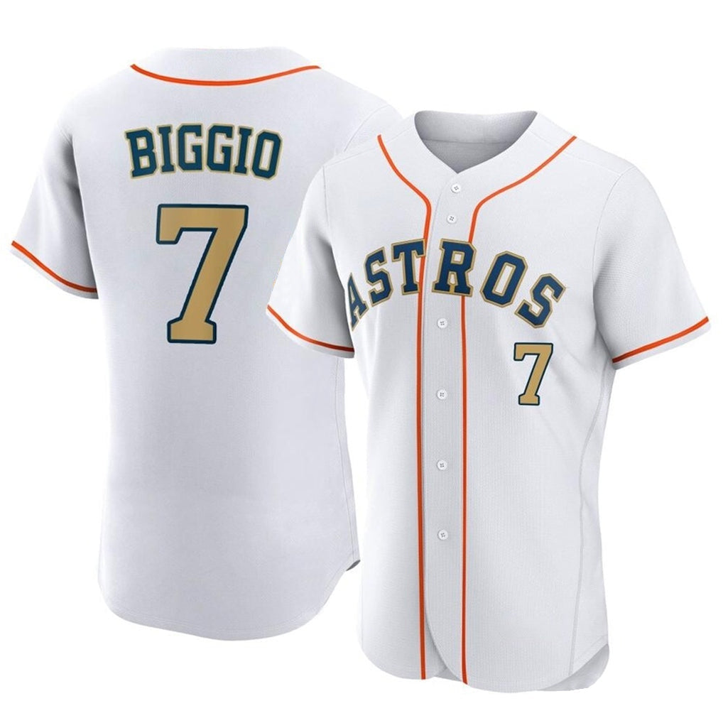 MATTH H.Astros #7 Craig Biggio Player Gold Collection Limited Elite Home Stitched Jerseys
