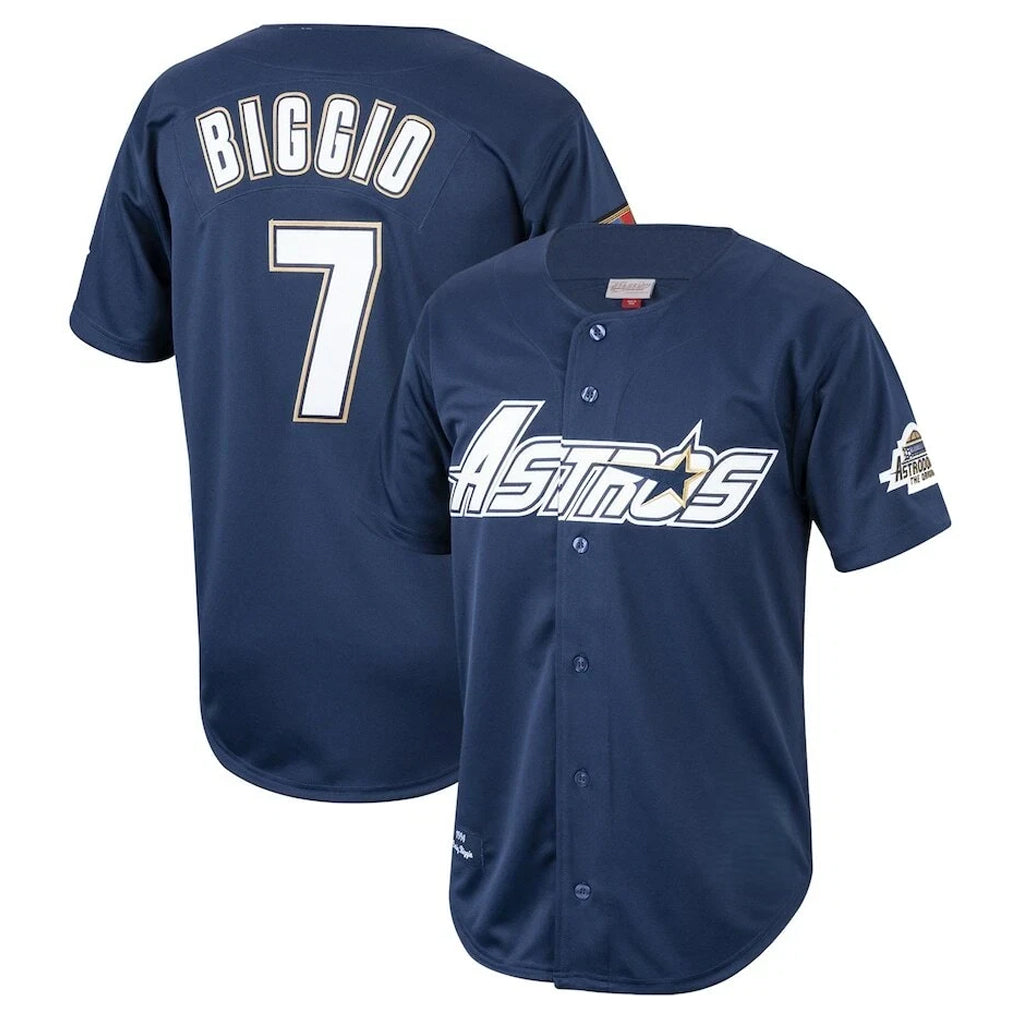 MATTH H.Astros #7 Craig Biggio Player Navy Mitchell & Ness Cooperstown Collection 1994 Limited Stitched Jerseys