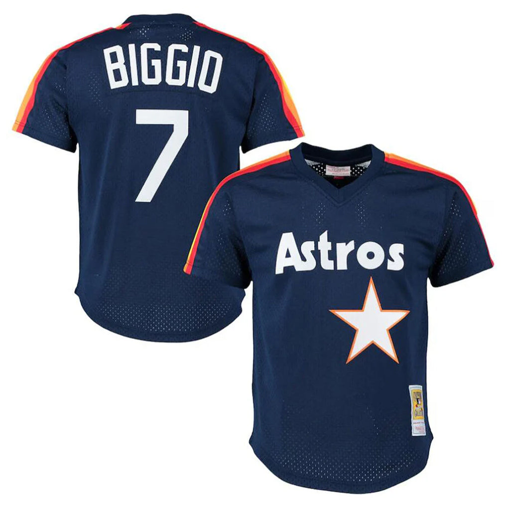 MATTH H.Astros #7 Craig Biggio Player Navy Mitchell & Ness Cooperstown Mesh Limited Stitched Jerseys