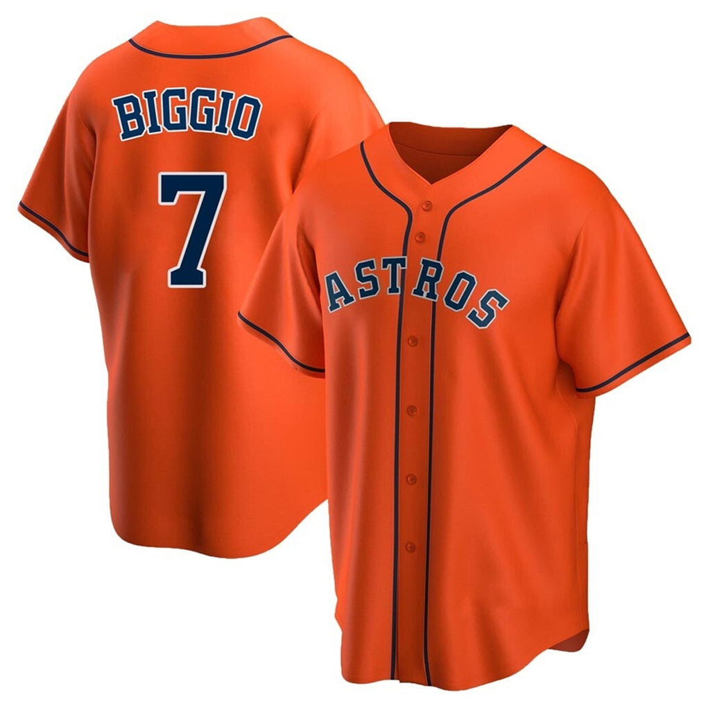MATTH H.Astros #7 Craig Biggio Player Orange Home Game Stitched Jerseys