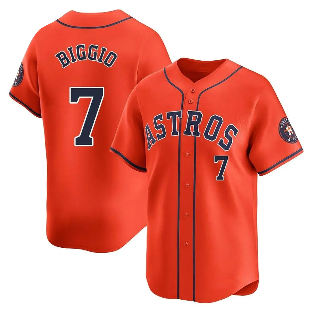 MATTH H.Astros #7 Craig Biggio Player Orange Home Limited Stitched Jerseys