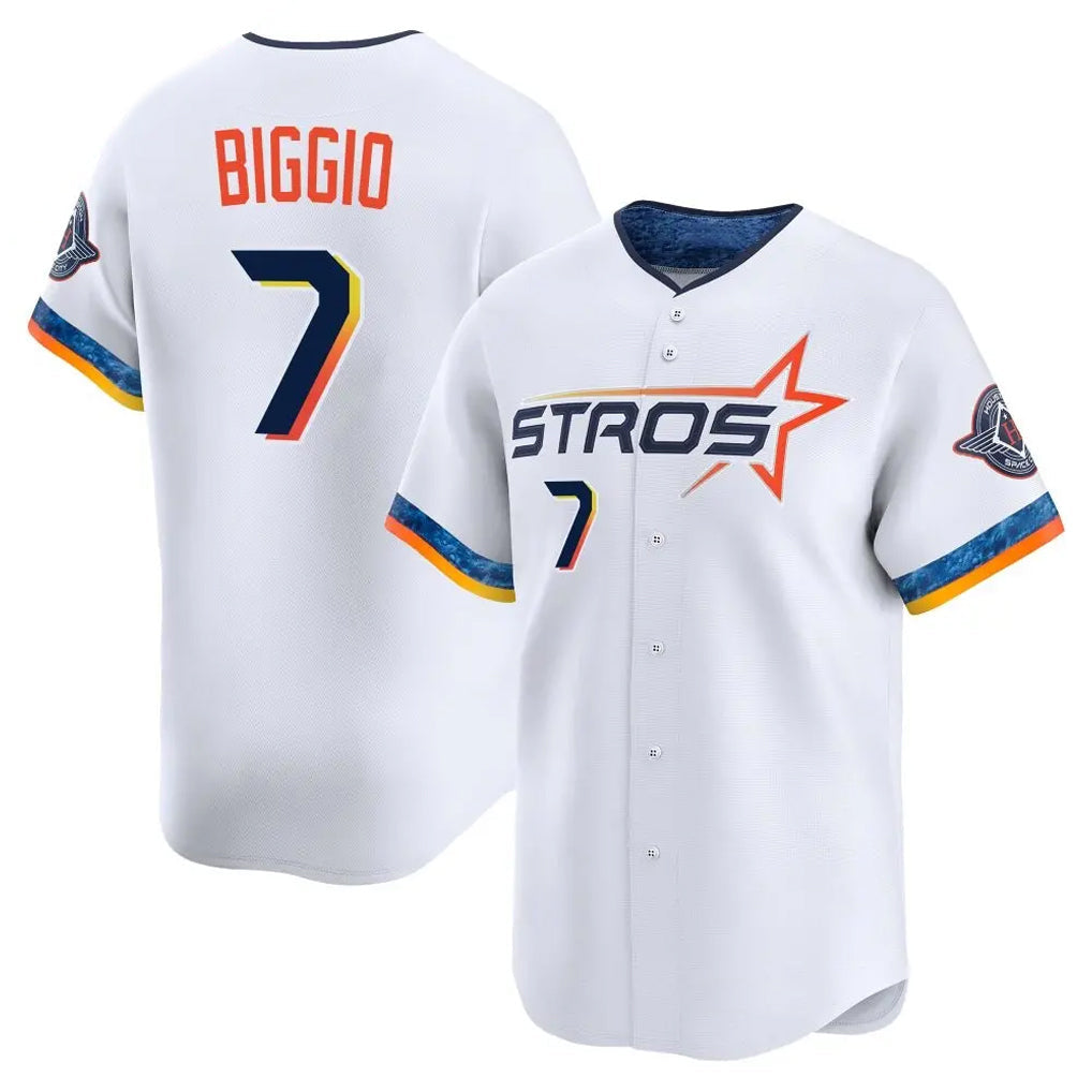 MATTH H.Astros #7 Craig Biggio Player White City Connect Limited Home Stitched Jerseys