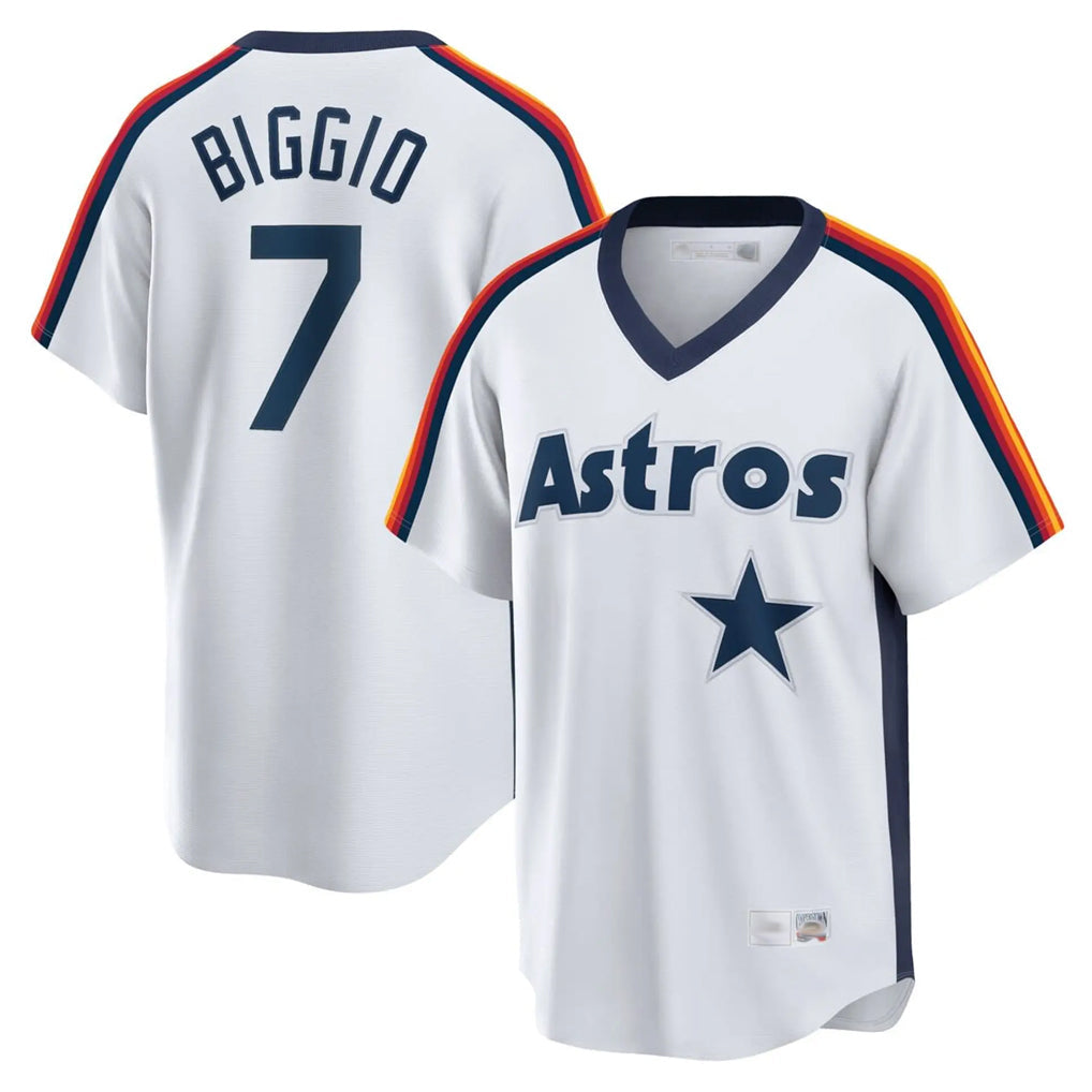 MATTH H.Astros #7 Craig Biggio Player White Cooperstown Collection T-shirt Stitched Jerseys