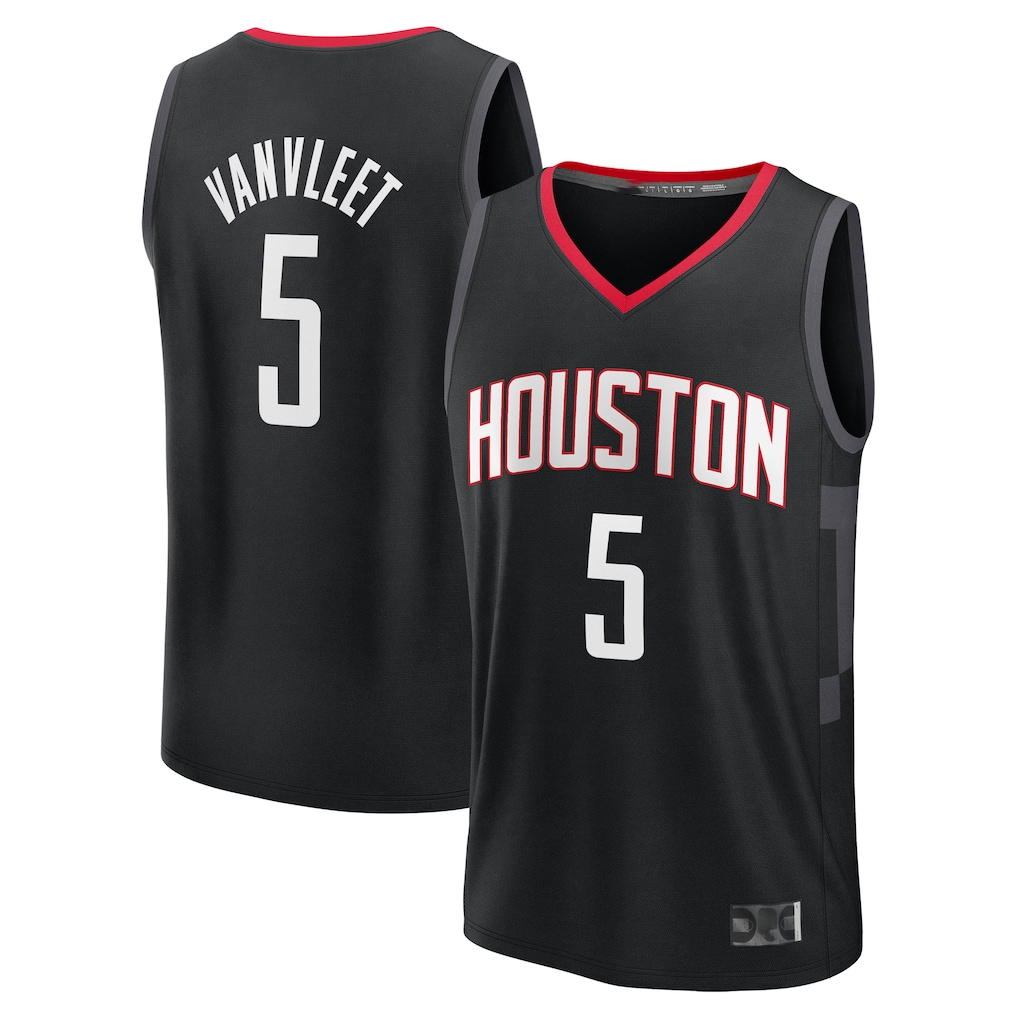 MATTH H.Rockets #5 Fred VanVleet Black Fast Break Replica Player Stitched Jerseys-Statement Edition