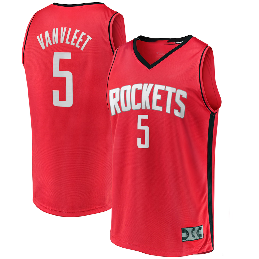 MATTH H.Rockets #5 Fred VanVleet Red Fast Break Replica Player Stitched Jerseys-Icon Edition