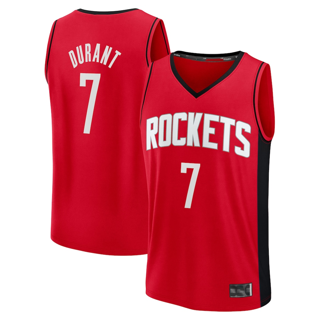 MATTH H.Rockets #7 Kevin Durant Red Fast Break Replica Player Stitched Jerseys-Icon Edition