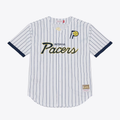 MATTH I.Pacers Mitchell & Ness White Head Coach Pinstripe Mesh Full-Button Baseball Jerseys