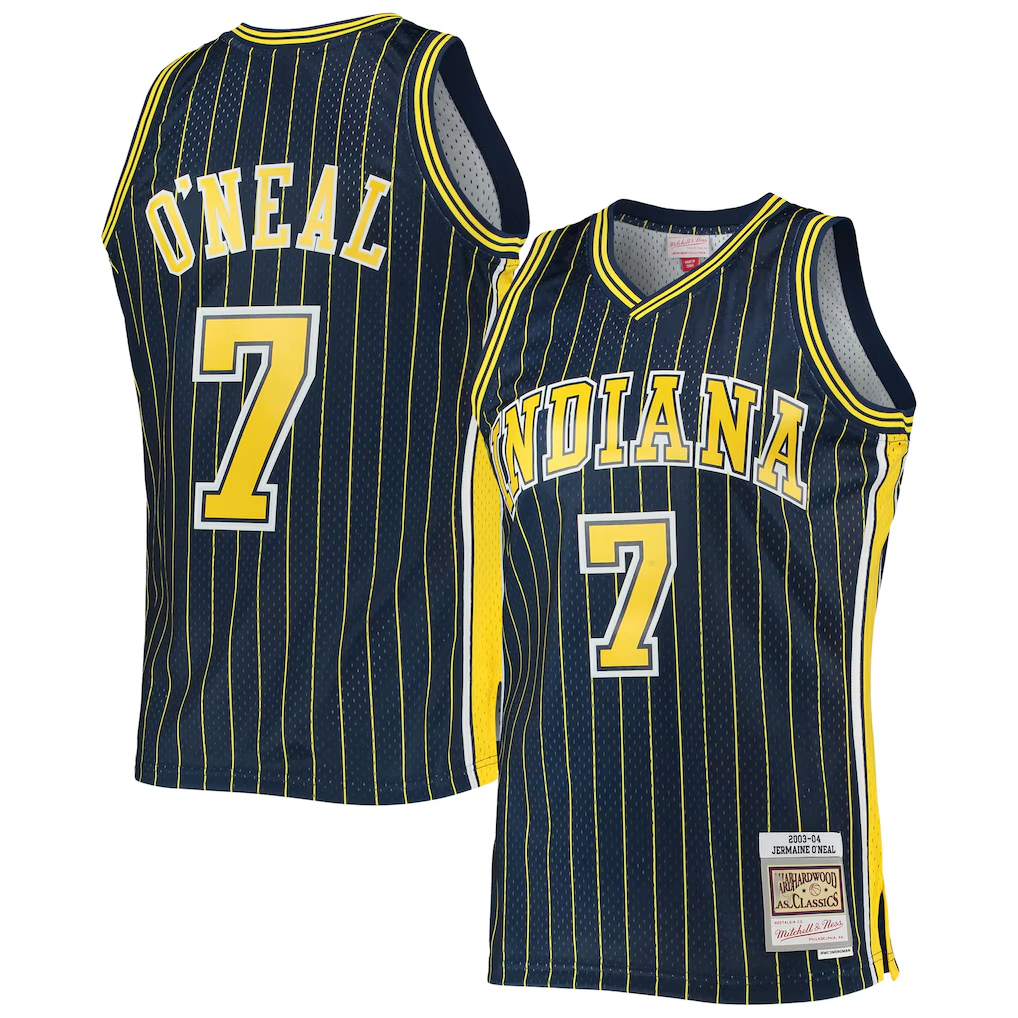 MATTH I.Pacers #7 Jermaine O'Neal Mitchell & Ness Navy 200304 Hardwood Classics Swingman Jerseys