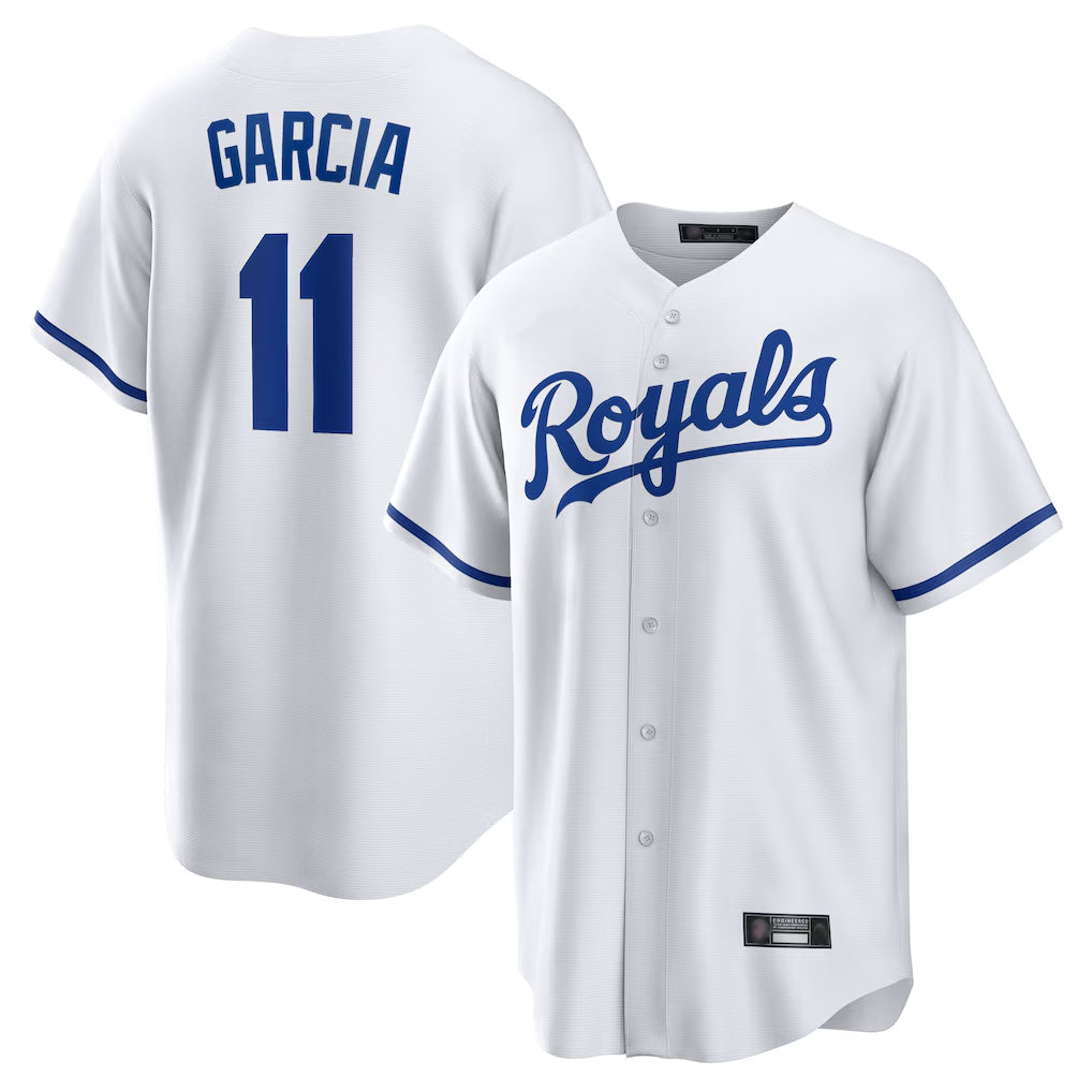 MATTH KC.Royals #11 Maikel Garcia Player White Home Game Stitched Jerseys