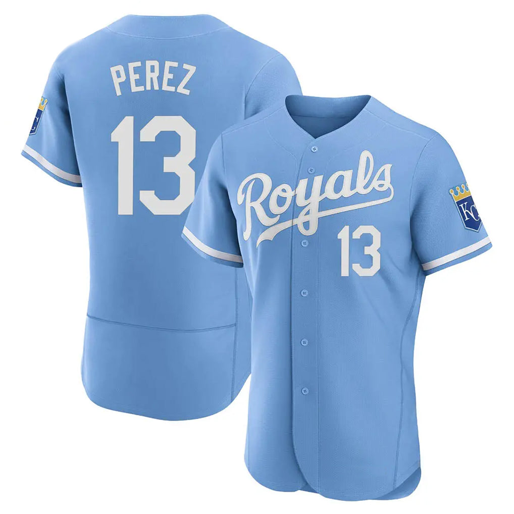 MATTH KC.Royals #13 Salvador Perez Player Light Blue Alt Limited Elite Home Stitched Jerseys
