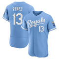 MATTH KC.Royals #13 Salvador Perez Player Light Blue Alt Limited Elite Home Stitched Jerseys
