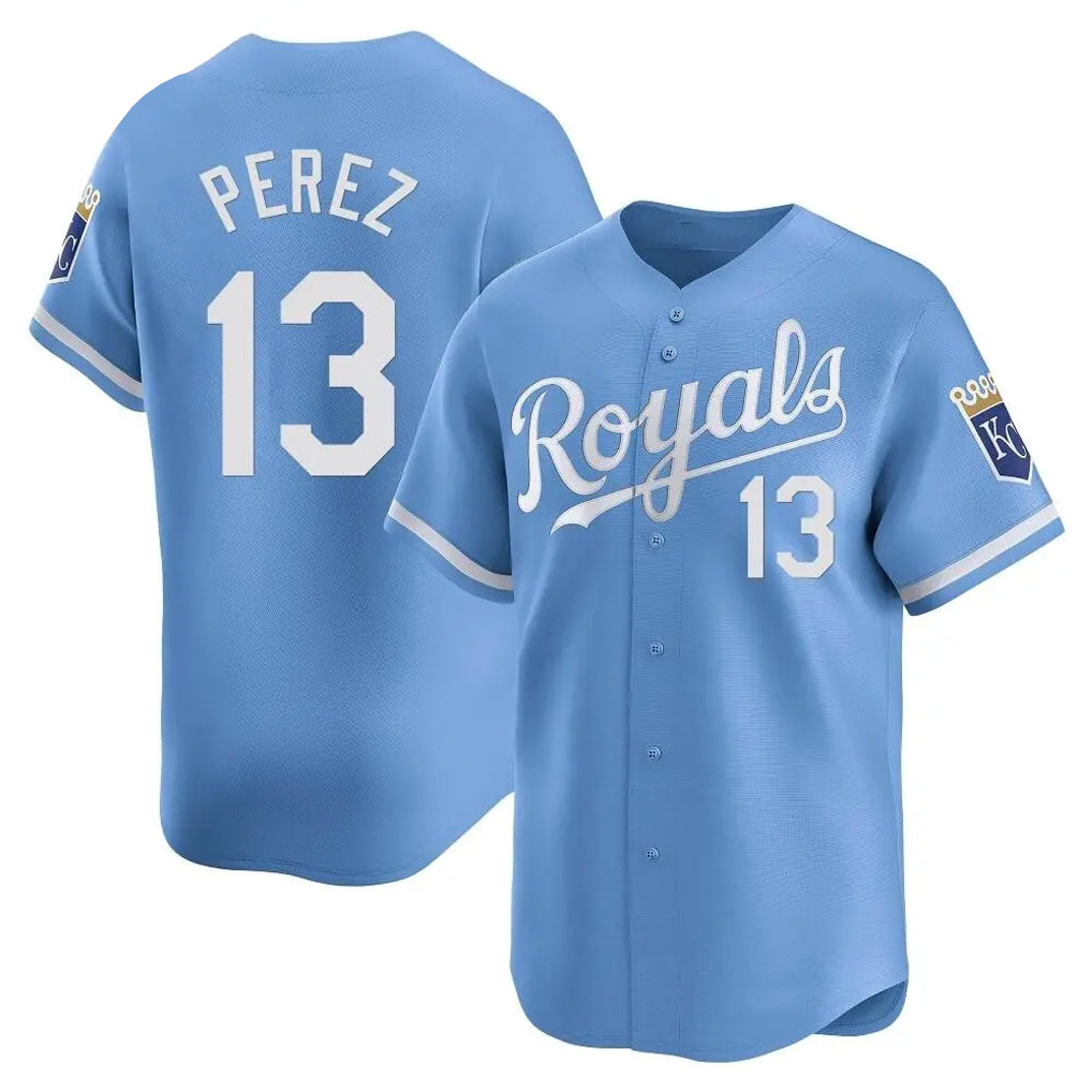 MATTH KC.Royals #13 Salvador Perez Player Light Blue Alt Limited Home Stitched Jerseys