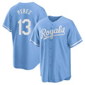 MATTH KC.Royals #13 Salvador Perez Player Light Blue Home Game Stitched Jerseys