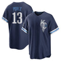 MATTH KC.Royals #13 Salvador Perez Player Navy City Connect Home Game Stitched Jerseys