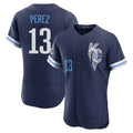 MATTH KC.Royals #13 Salvador Perez Player Navy City Connect Limited Elite Home Stitched Jerseys