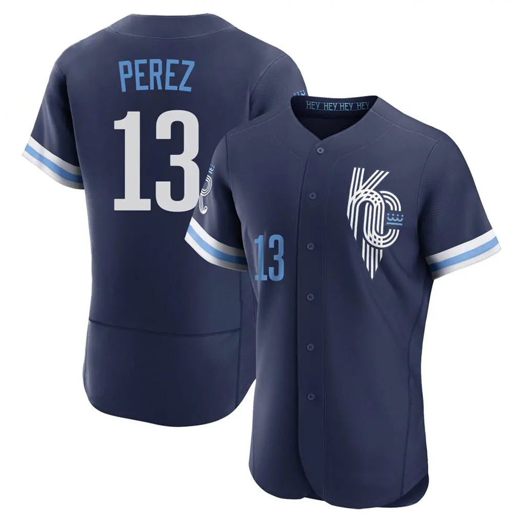 MATTH KC.Royals #13 Salvador Perez Player Navy City Connect Limited Elite Home Stitched Jerseys