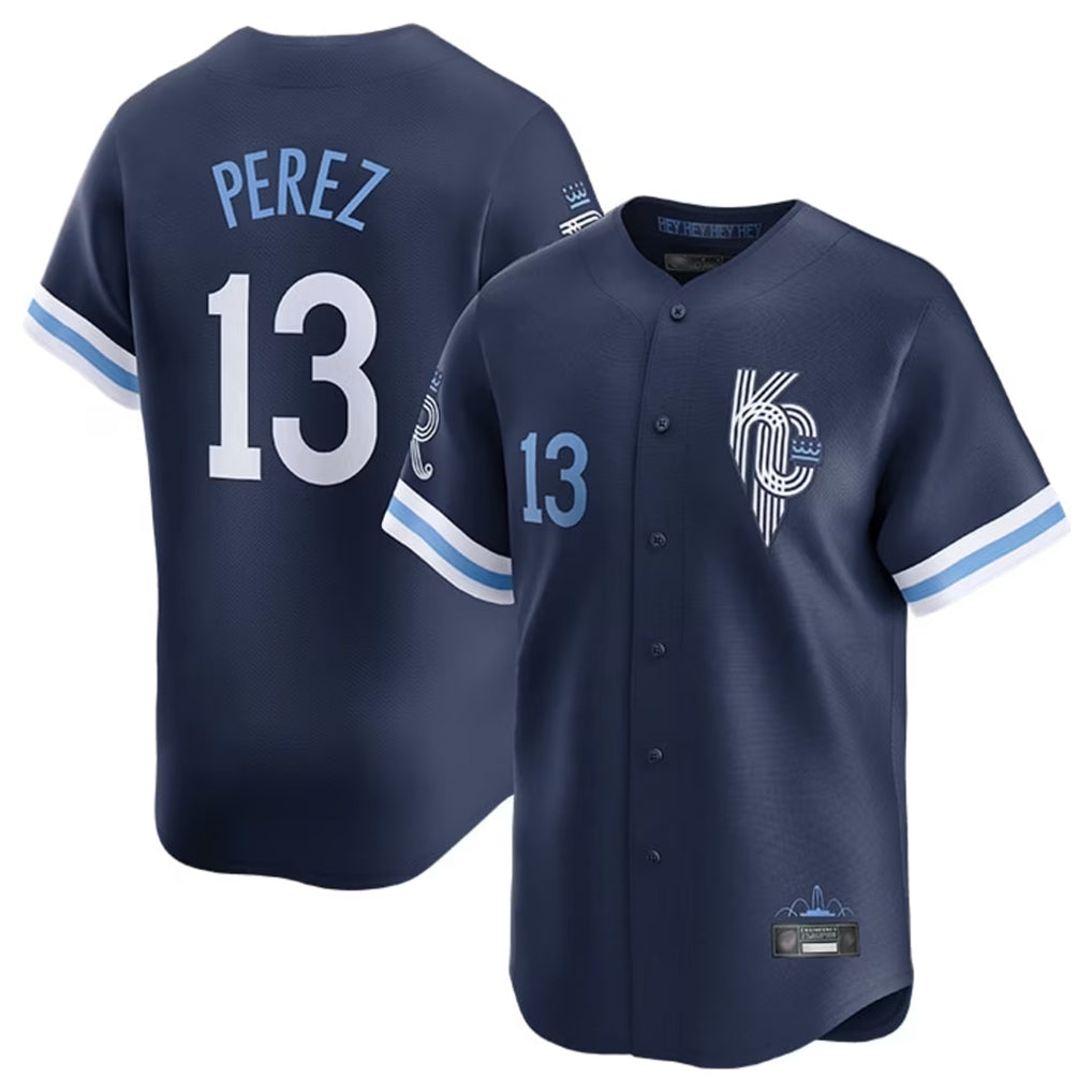 MATTH KC.Royals #13 Salvador Perez Player Navy City Connect Limited Home Stitched Jerseys