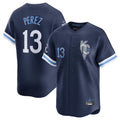 MATTH KC.Royals #13 Salvador Perez Player Navy City Connect Limited Home Stitched Jerseys