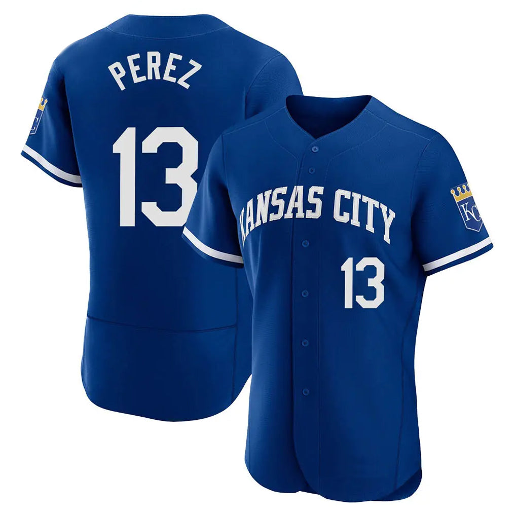 MATTH KC.Royals #13 Salvador Perez Player Royal City Connect Limited Elite Home Game Stitched Jerseys