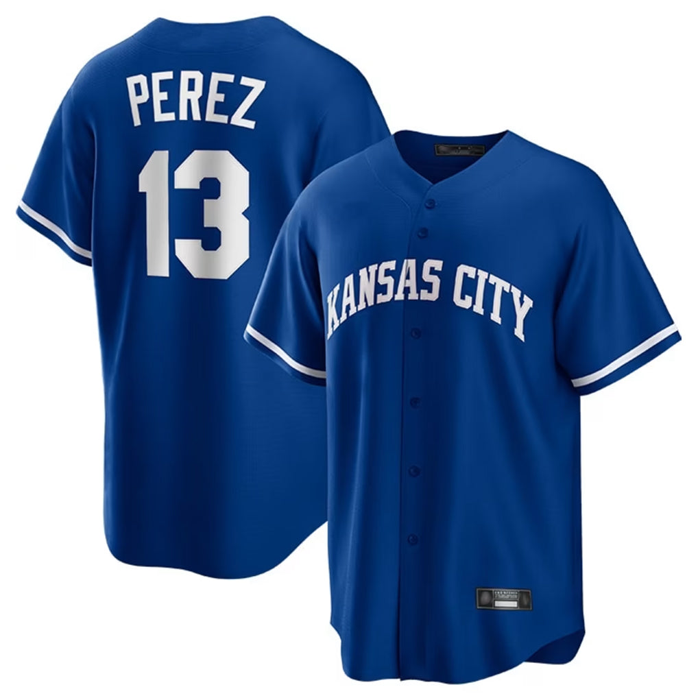 MATTH KC.Royals #13 Salvador Perez Player Royal Game Home Stitched Jerseys