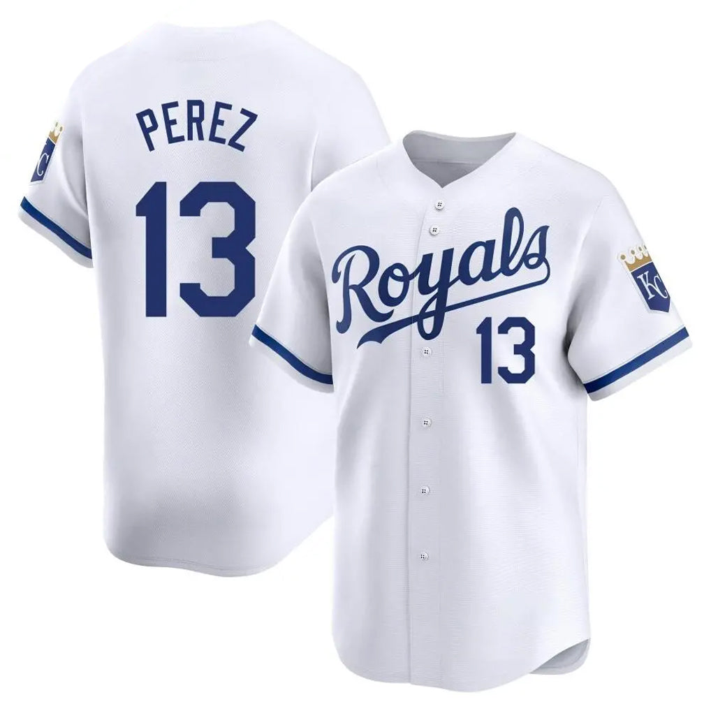 MATTH KC.Royals #13 Salvador Perez Player White Alt Limited Home Stitched Jerseys