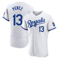 MATTH KC.Royals #13 Salvador Perez Player White Limited Elite Home Game Stitched Jerseys