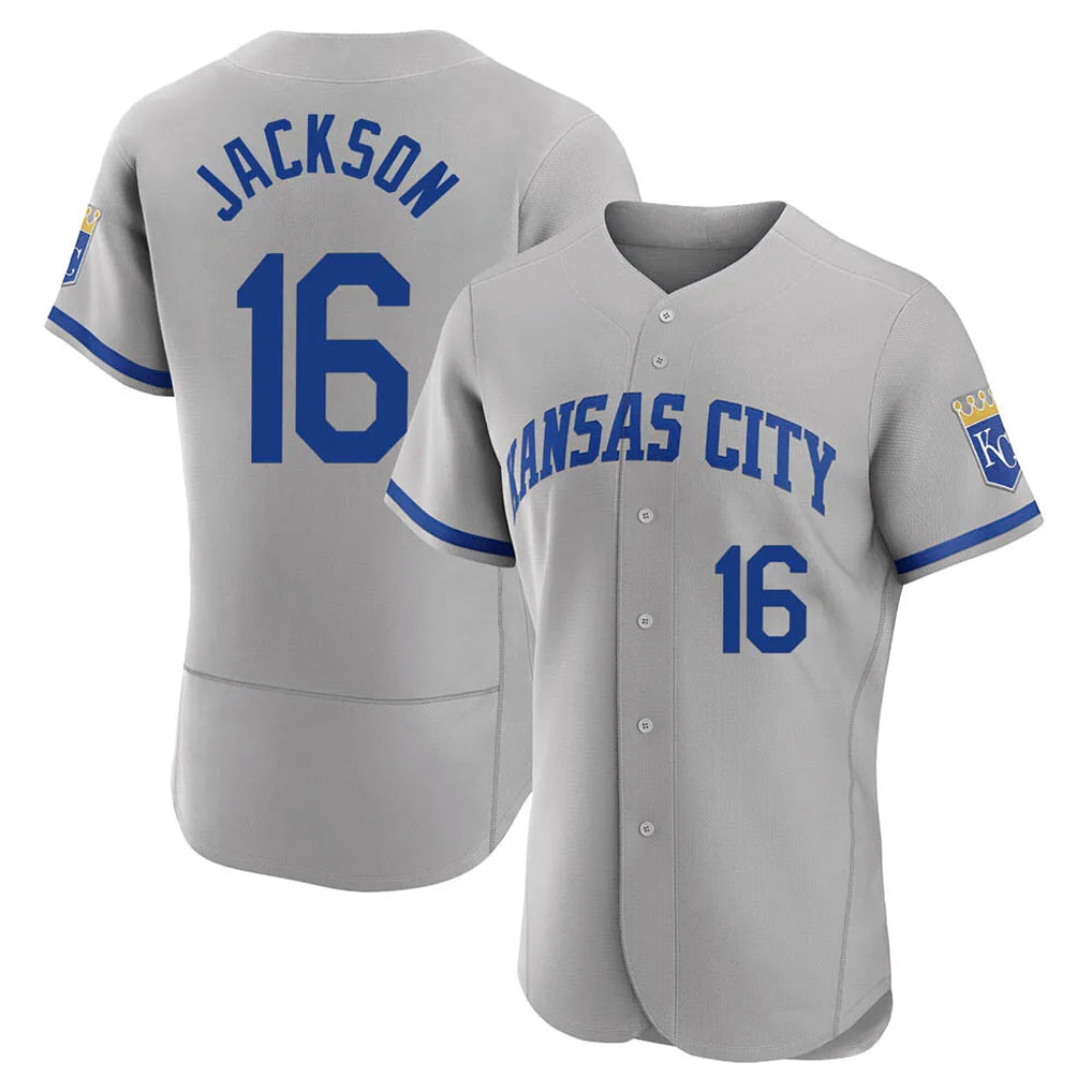 MATTH KC.Royals #16 Bo Jackson Player Gray Limited Elite Home Game Stitched Jerseys